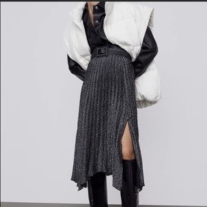Zara Black Speckled Midi Skirt